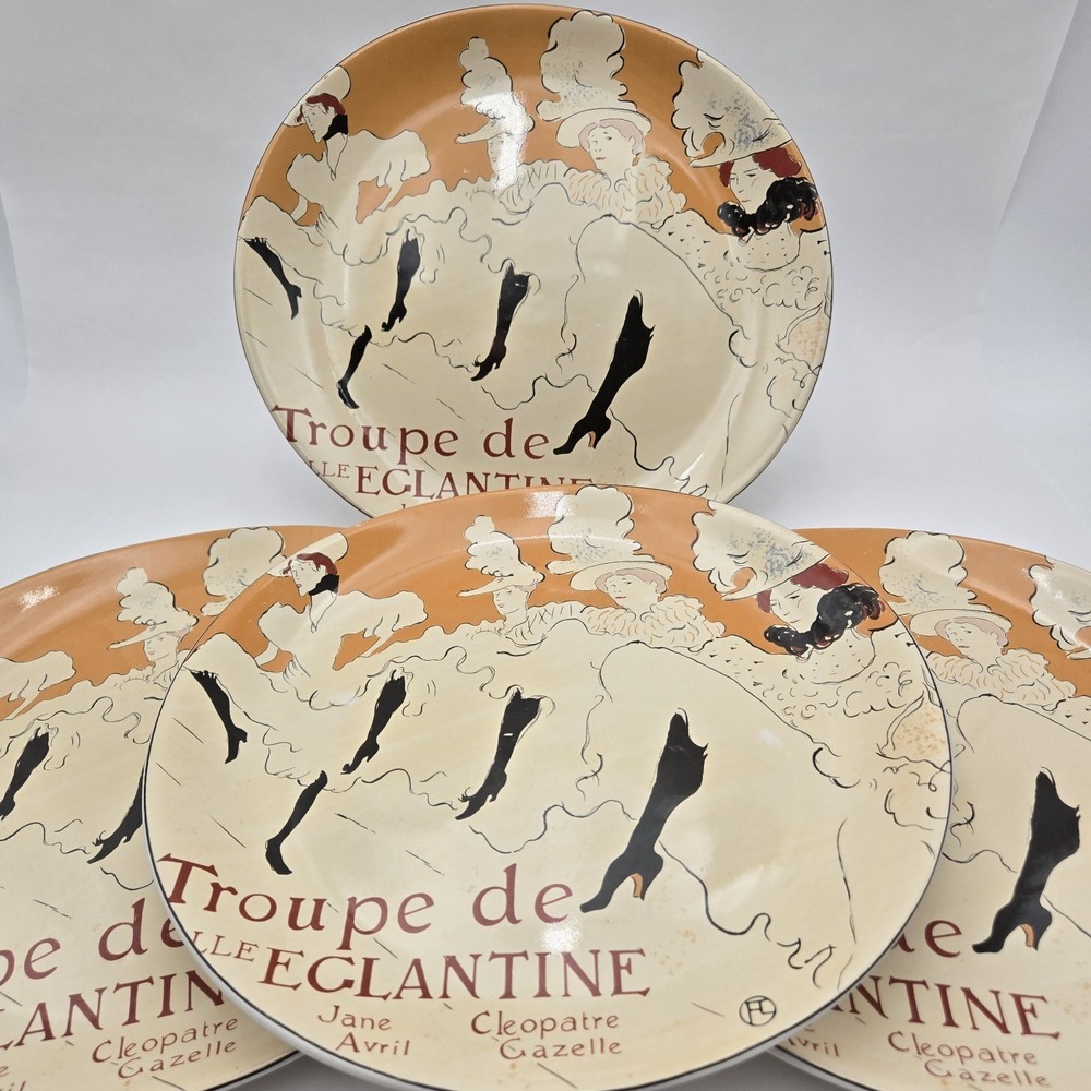 Vintage Sango Cabaret 4870 Troupe de l'Eglantine Dinner Plates Set of 4 10.5" UC